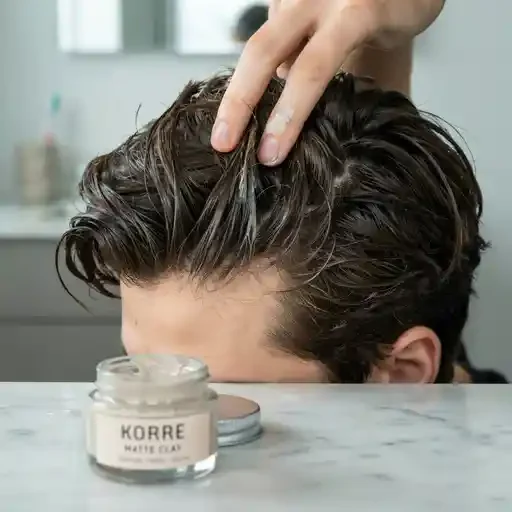 matte clay applied for a tousled finish