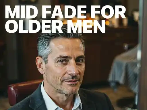 mid fade haircut styled for an older man