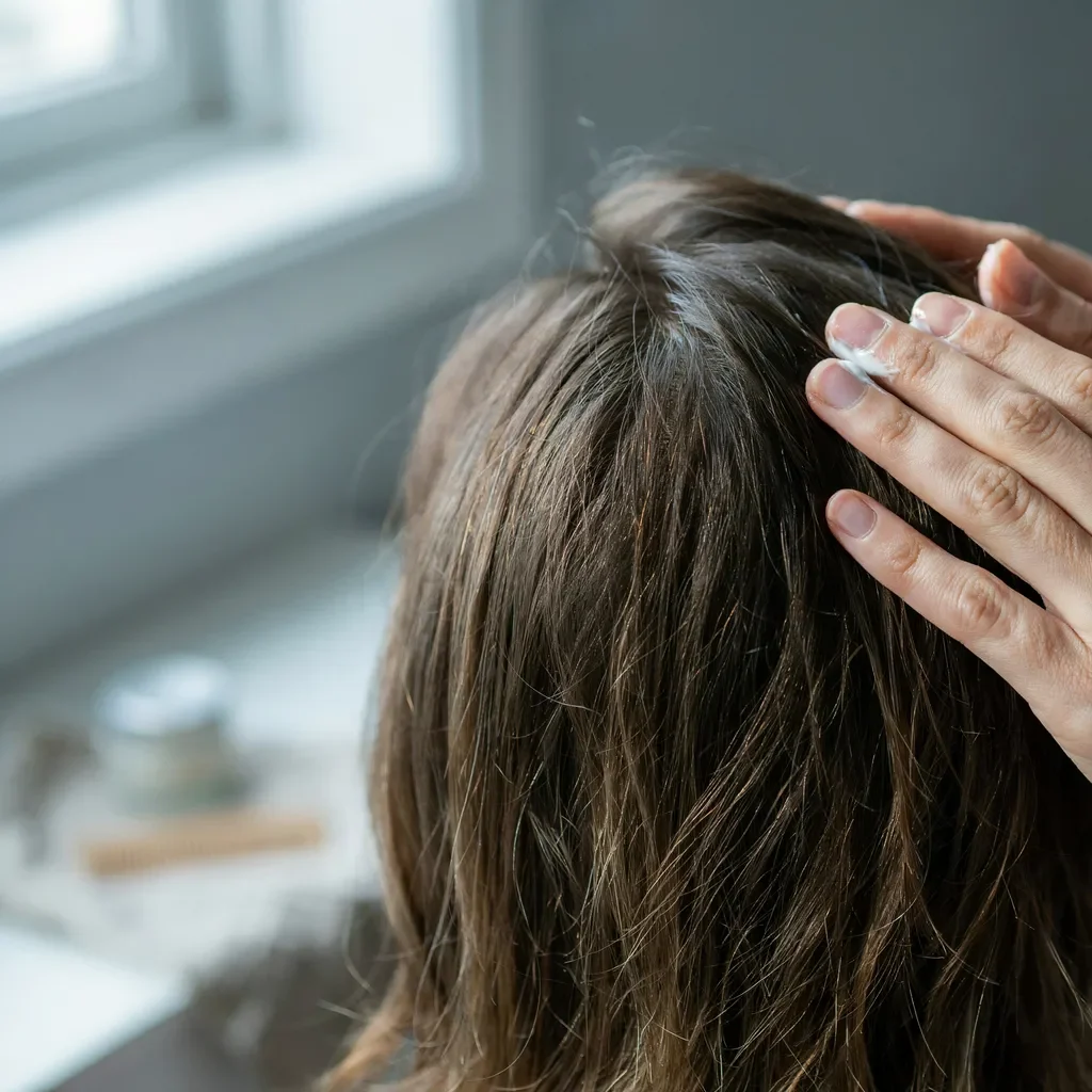 root level product application on silky hair