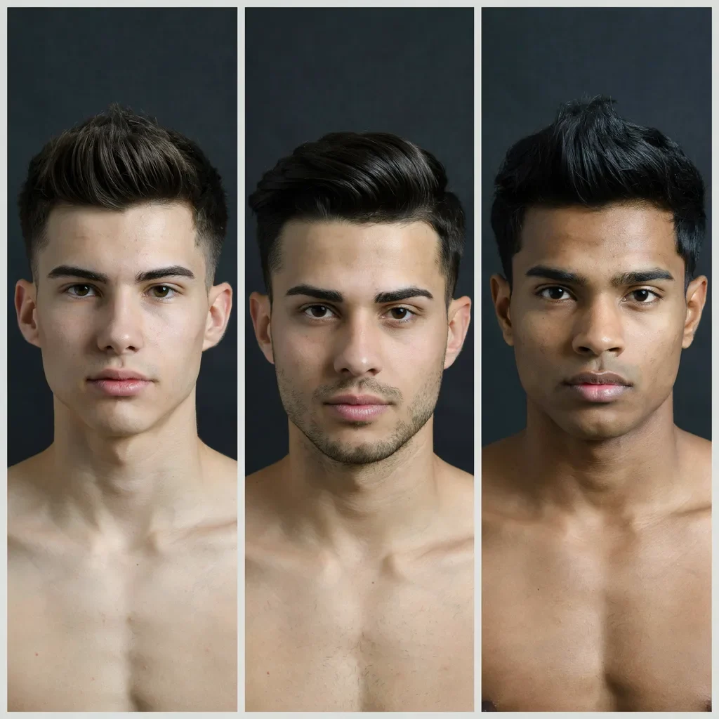 quiff side part and faux hawk mid fade styles for a round face