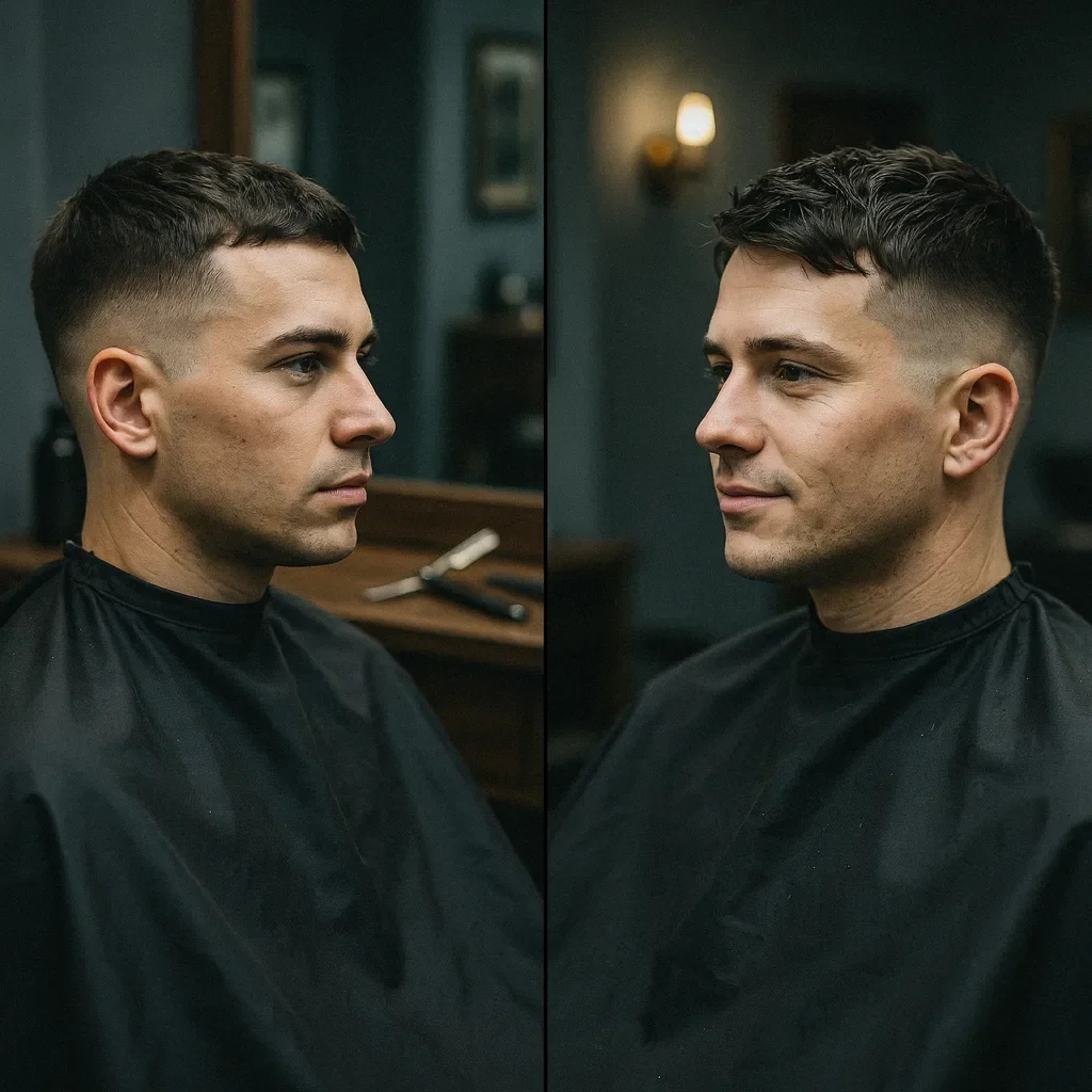 crew cut versus textured short mid fade comparison