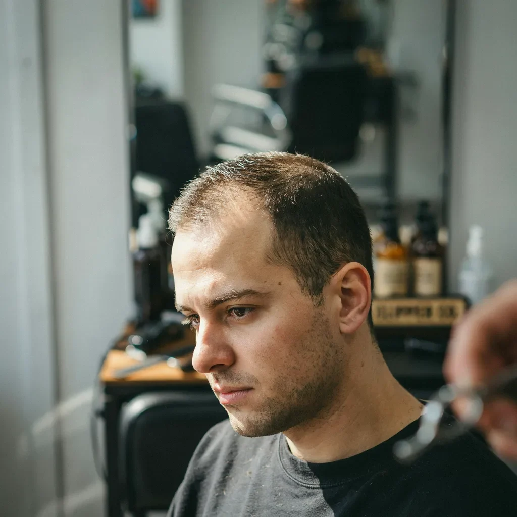 short mid fade holding up on thinning hair