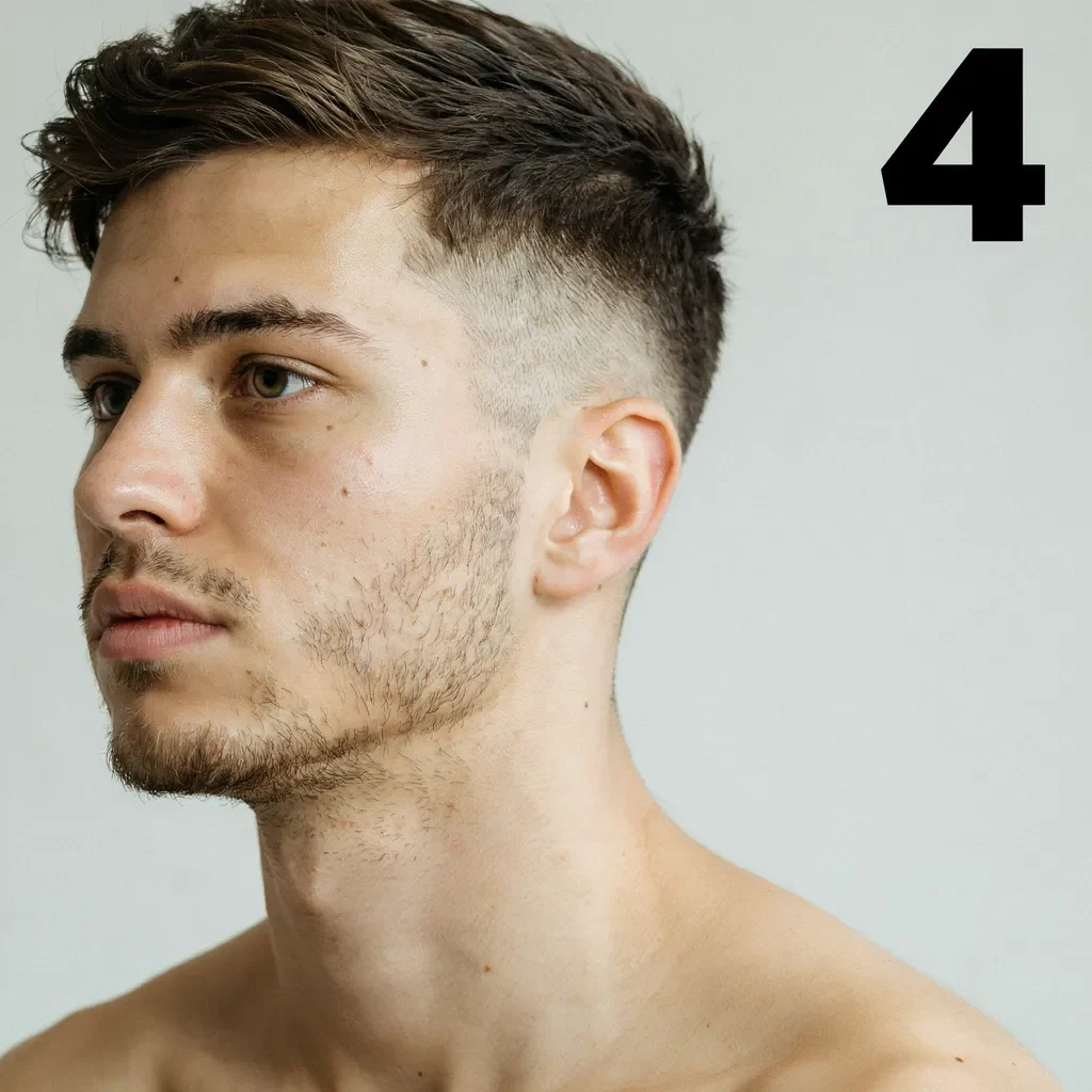 Skin fade haircut showing stubble regrowth after a few days