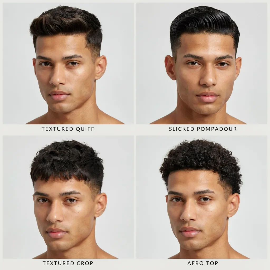 mid skin fade with various top style options