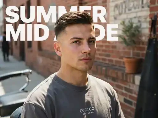mid fade haircut styled for hot summer weather