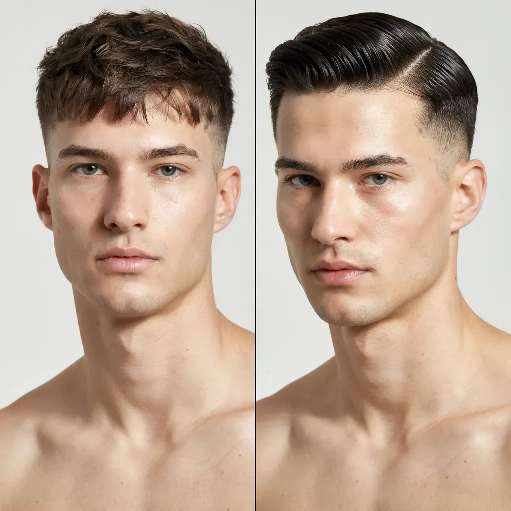 square face mid fade soften versus sharpen comparison