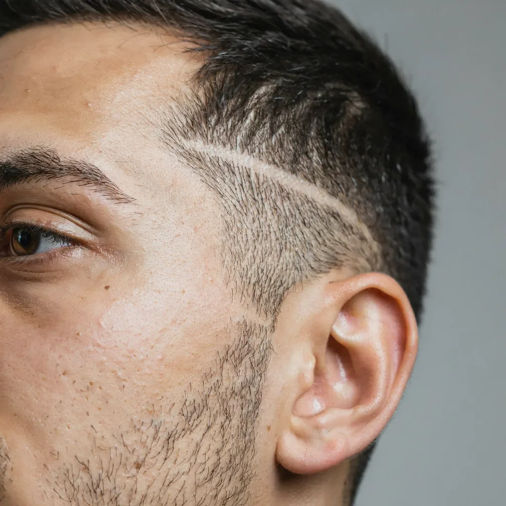 defined sideburns and hairline shape up