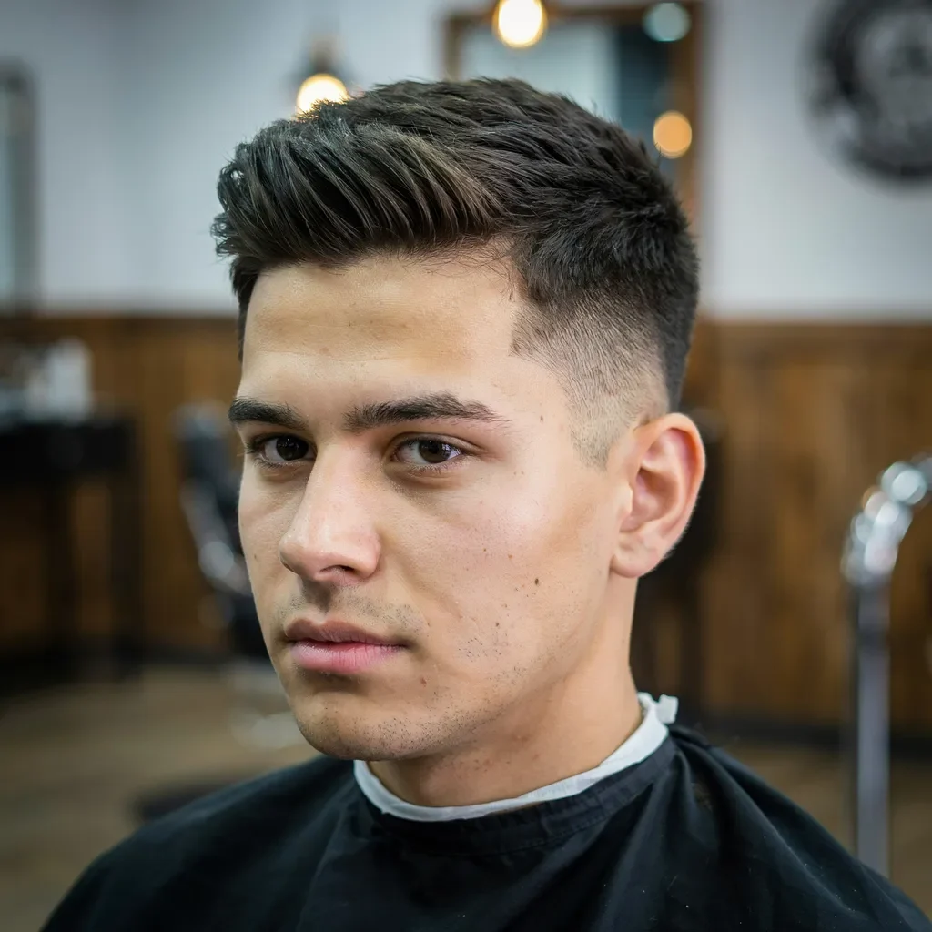 textured quiff mid fade adding height
