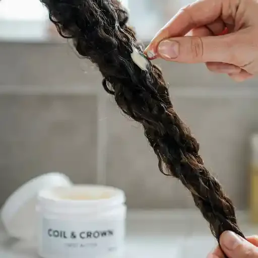 twisting cream applied to damp hair