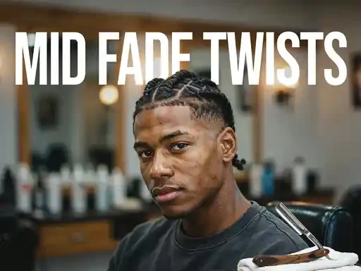 mid fade haircut with twists styled on top