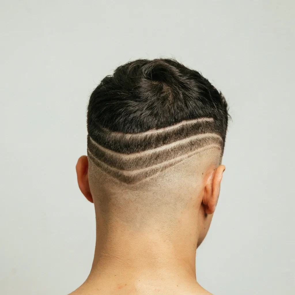 Fresh fade haircut showing unblended horizontal step lines
