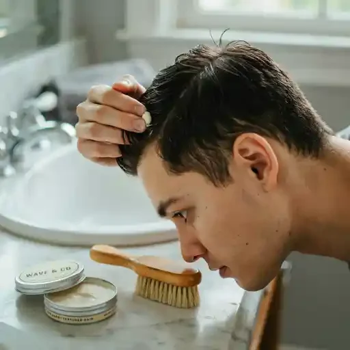 wave pomade applied before brushing
