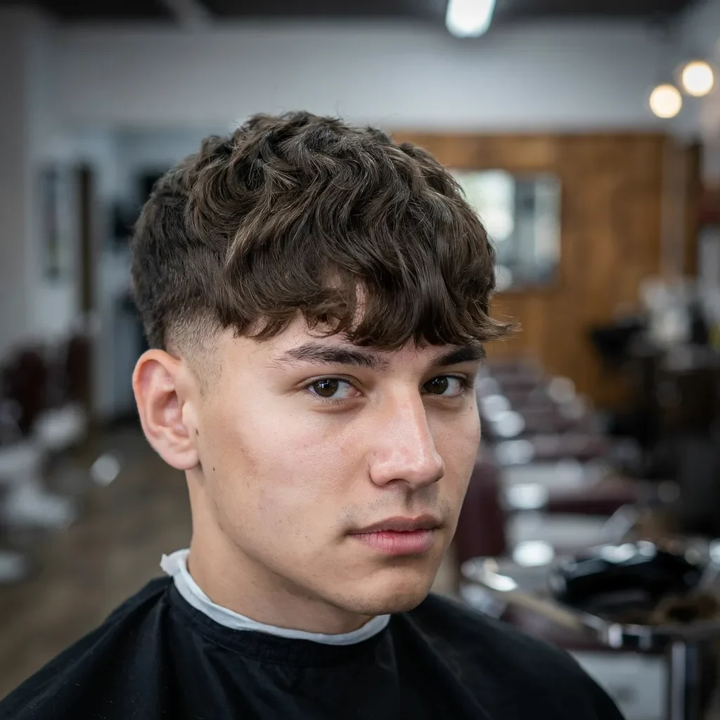 side profile of curtains falling over a mid fade