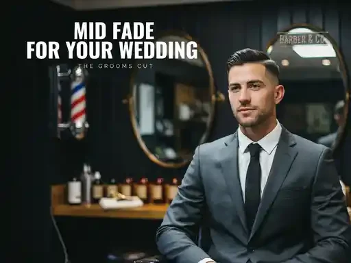 groom with a mid fade haircut on his wedding day